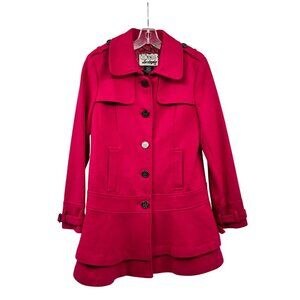 Guess Los Angeles 1981 Pink Pea Coat Wool Blend Button Up Size Medium